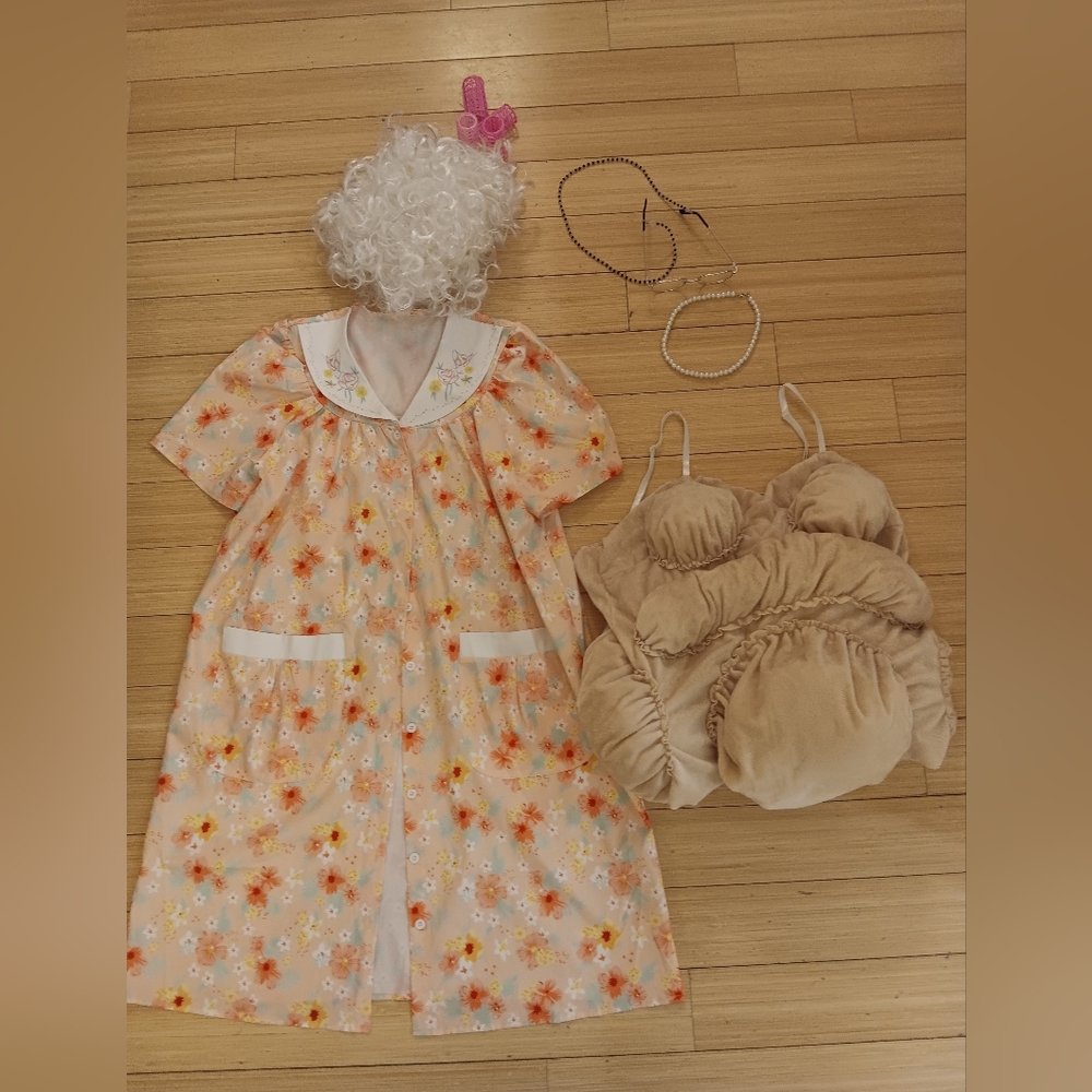 Granny Costume Floral Dress with Accessories